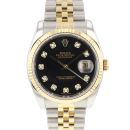 Datejust 36 Steel Gold Jubilee Fluted Black Diamond Dial von Rolex