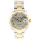 Datejust 31 Steel Gold Fluted Silver Roman Dial von Rolex