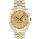 Datejust 36 Steel Gold Jubilee Fluted Champagne Diamond Dial von Rolex