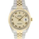 Datejust 36 Steel Gold Fluted Jubilee Creme Roman Dial von Rolex