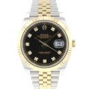 Datejust 41 Steel / Gold / Fluted / Jubilee Black Diamond Dial Like NEW von Rolex