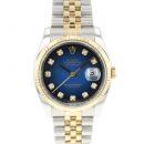 Datejust 36 Steel Gold Jubilee Fluted Blue Diamond Vignette Dial von Rolex