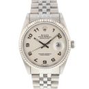 Datejust 36 Jubilee Fluted White Arabic Logo Dial von Rolex