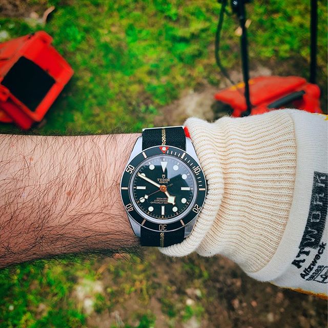 Tudor Black Bay bei der Gartenarbeit