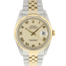 Datejust 36 Steel Gold Fluted Jubilee Creme Roman Dial von Rolex