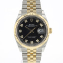 Datejust 36 Steel Gold / Fluted / Jubilee Black Diamond Dial Like New von Rolex